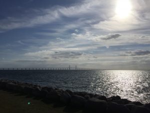 Blick vom Stellplatz auf die Öresundbrücke